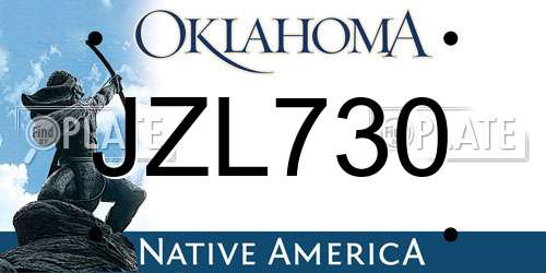JZL730 Oklahoma License Plate