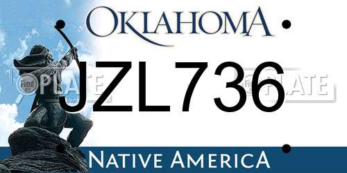 JZL736 Oklahoma License Plate