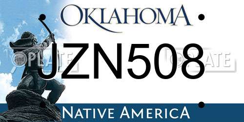 JZN508 Oklahoma License Plate