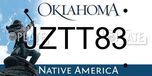 JZTT83 Oklahoma License Plate