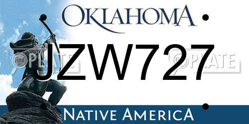 JZW727 Oklahoma License Plate