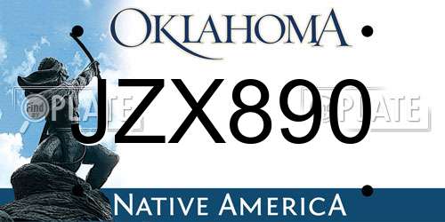 JZX890 Oklahoma License Plate