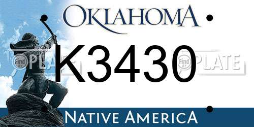 K3430 Oklahoma License Plate