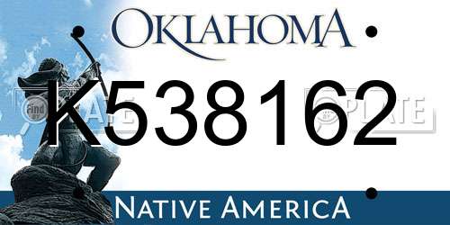 K538162 Oklahoma License Plate