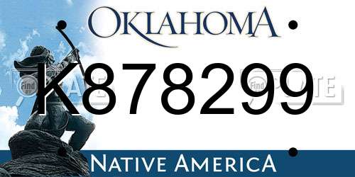 K878299 Oklahoma License Plate