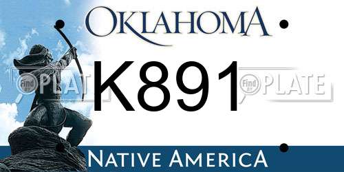 K891 Oklahoma License Plate