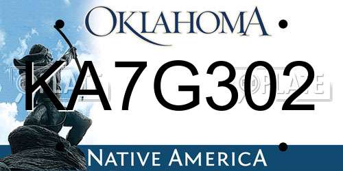 KA7G302 Oklahoma License Plate