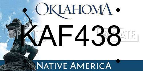 KAF438 Oklahoma License Plate