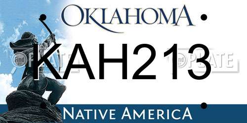 KAH213 Oklahoma License Plate