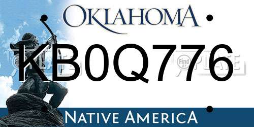 KB0Q776 Oklahoma License Plate