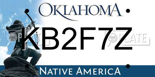 KB2F7Z Oklahoma License Plate