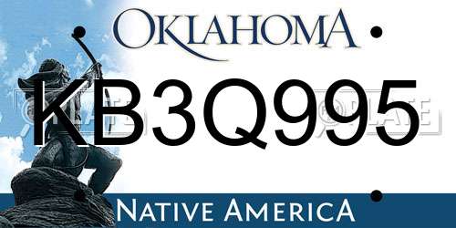 KB3Q995 Oklahoma License Plate