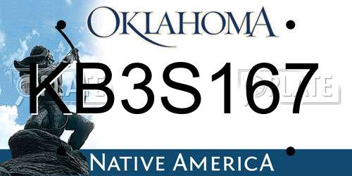 KB3S167 Oklahoma License Plate