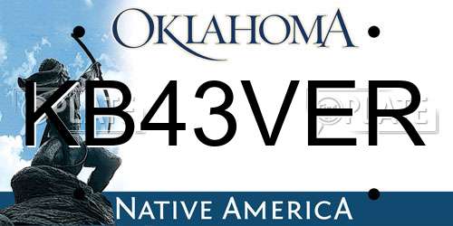 KB43VER Oklahoma License Plate