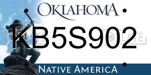 KB5S902 Oklahoma License Plate