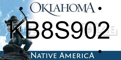 KB8S902 Oklahoma License Plate