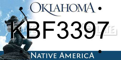 KBF3397 Oklahoma License Plate