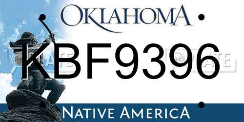 KBF9396 Oklahoma License Plate