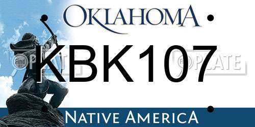 KBK107 Oklahoma License Plate
