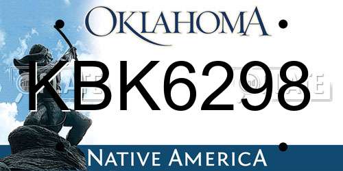 KBK6298 Oklahoma License Plate