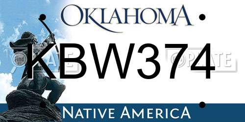 KBW374 Oklahoma License Plate