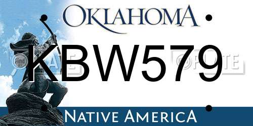 KBW579 Oklahoma License Plate