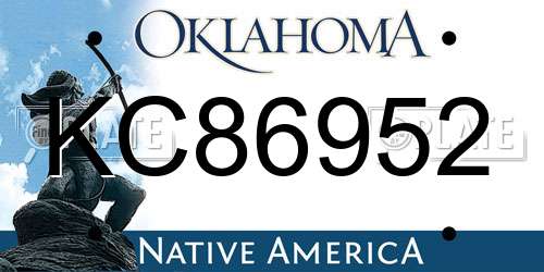 KC86952 Oklahoma License Plate