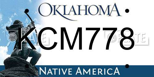 KCM778 Oklahoma License Plate
