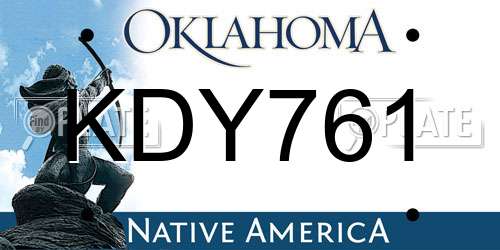 KDY761 Oklahoma License Plate