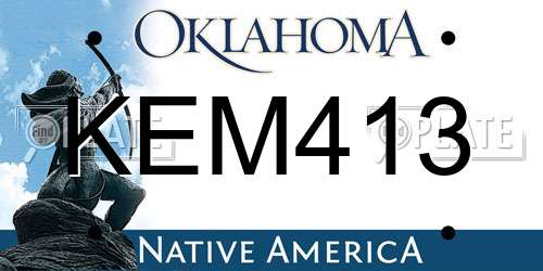 KEM413 Oklahoma License Plate