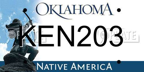KEN203 Oklahoma License Plate