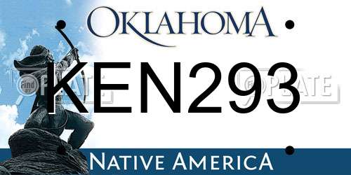 KEN293 Oklahoma License Plate