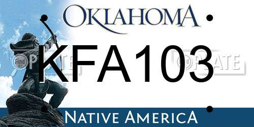 KFA103 Oklahoma License Plate