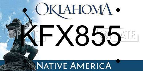 KFX855 Oklahoma License Plate