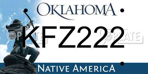 KFZ222 Oklahoma License Plate