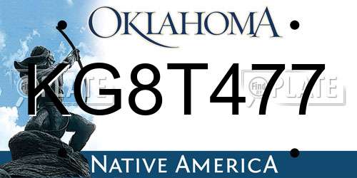 KG8T477 Oklahoma License Plate