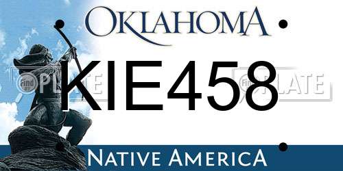 KIE458 Oklahoma License Plate