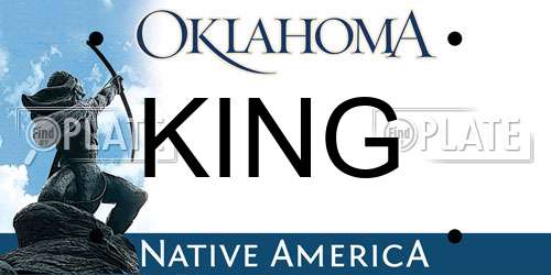 KING Oklahoma License Plate