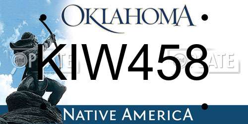 KIW458 Oklahoma License Plate