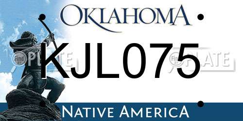 KJL075 Oklahoma License Plate