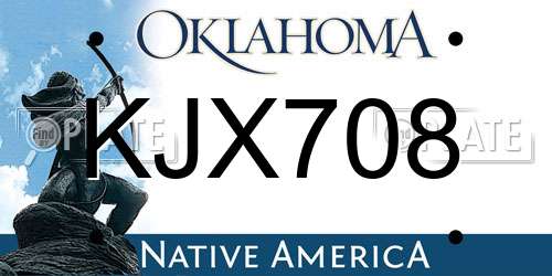 KJX708 Oklahoma License Plate