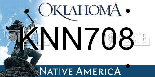 KNN708 Oklahoma License Plate