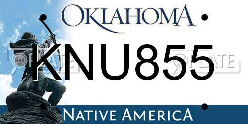 KNU855 Oklahoma License Plate