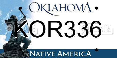 KOR336 Oklahoma License Plate