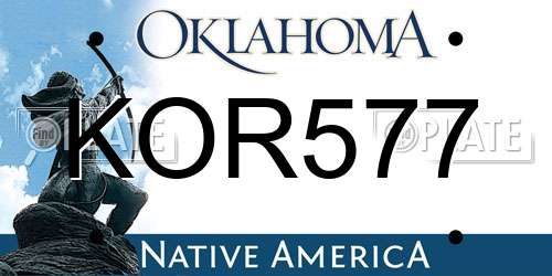 KOR577 Oklahoma License Plate