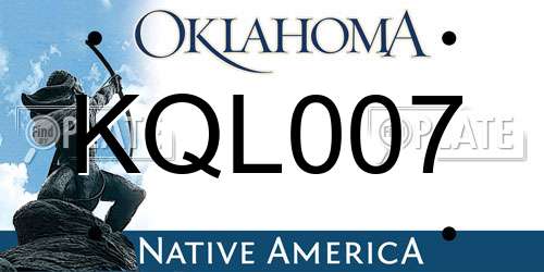KQL007 Oklahoma License Plate