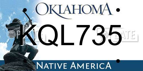 KQL735 Oklahoma License Plate