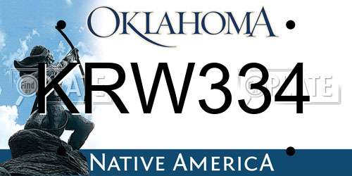 KRW334 Oklahoma License Plate