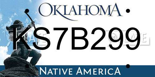 KS7B299 Oklahoma License Plate