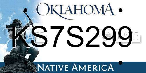 KS7S299 Oklahoma License Plate